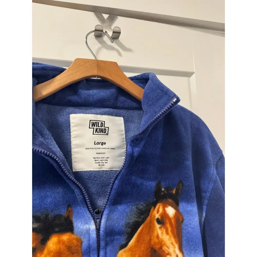 Wildkind Horse Print Fleece Full-Zip Mock Neck Jacket large